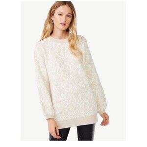 Scoop Women's Camo Print Puff Sleeve Sweater - XL